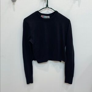 Free People Black Fitted Crop Sweatshirt